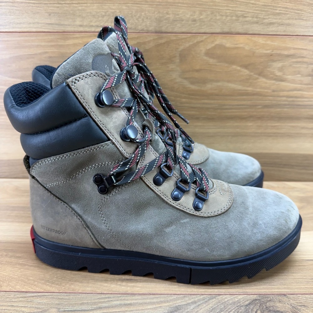 Sorel Joan Of Arctic Next Lite Hiker Boots Womens 8 Olive Green Suede Waterproof